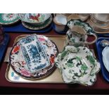 A Mason's Ironstone "Chartreuse" Jug, bowl, two side plates, a pair of Mason's "Mandalay" plates,