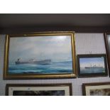 P. Whittack Oil on Canvas Depicting Mid XX Century Oil Tanker "British Lady", framed, 85 x 55cms,