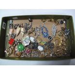 A Collection of Assorted Costume Brooches, necklaces, pendant etc :- One Tray