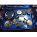 Worcester Millennium Clock in Patch Box, clover musical compact and others, paperweight, photo