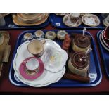 Susie Cooper Plate, Shelley dish, Gaudy Welsh type mug, pairs of salts, cup and saucer, sauce pots