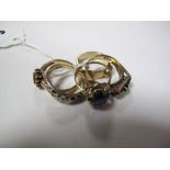 9ct Gold and Other Dress Rings, including a cluster, single stones etc. (5)