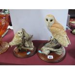 Border Fine Arts "On The Lookout" B0276 by D Walton, on circular wooden base, another "Barn Owl