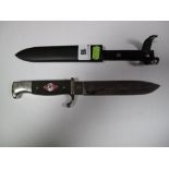 A Reproduction German Third Reich Hitler Youth Dagger, with scabbard.