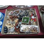 A Large Mixed Lot of Assorted Costume Jewellery, including beads, brooches, earrings, diamanté