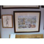 Ron Davidson Colour Print "Sheffield 2000", featuring Blades and Owls, signed lower right, 25.5 x