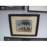 Early XX Century Sepia Photograph of Gymnastic Group, eleven competitors and two officials, together