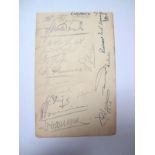 P.S.V. Eindhoven 1946 Autographs, sixteen signatures including Hooghe, Steiger, Stiys, all on an