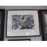 Pele Autograph Limited Edition, 31 of 225, giclee print of "Pele", 29.5 x 45cms. Graphite signed