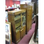 A Circa 1930's Oak Cabinet, the glazed doors with interior shelving over cupboard doors, and a