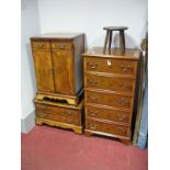 A Yew Wood Hifi Cabinet, yew wood  video cabinet, and a yew wood hifi cabinet. (3)