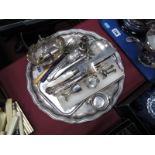 Assorted Plated Cutlery, hallmarked silver salt and pepperette, further plated ware etc. on a