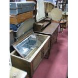 1920's Oak Dressing Table, with a central mirror, two jewel drawers, base with two short drawers,