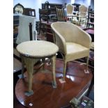 A Lloyd Loom Style Circular Topped Occasional Table, on "X" stretchered legs, and a similar tub