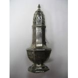 A Hallmarked Silver Sugar Caster, of octagonal form, with pierced pull off cover, 100grams.