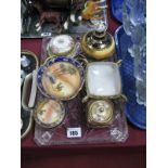 Noritake Perfume Bottle and Trinket Pots (6) on a glass tray.