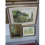 C. J. Senior, Watercolour, country farmhouse, 34.5 x 52 signed lower right, another by R.