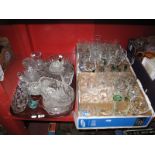 Lead Crystal, acid etched and other glass wines, goblets, champagnes, sherries, hock glasses,