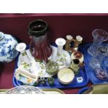 Limoges Dressing Table Set, tray, candlesticks, ring tree, Art Nouveau vase, etc:- One Tray