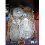 Pressed Glass Comports, pressed glass bowls, vase etc: One Box