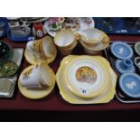 A Shelley Art Deco China Tea Set, decorated with yellow daisy's on a banded white ground, pattern