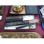 A Pair of Cut Throat Razors, made by Shemeld & Son Sheffield, in a leather box, Joseph Rodgers &