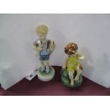 Royal Worcester China Figurines, "Monday's Child" 3519 and "Friday's Child" 3523.