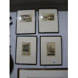 C. Dickens Four Graphite Signed Etchings, "Lincoln Cathedral", 13 x 8cms, "Thirlmere", "Selworthy