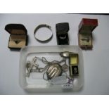 Hallmarked Silver Large Cross Pendant, bangle, large locket (damaged), rings etc.