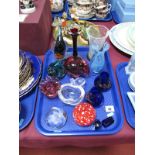 A Collection of Studio Glassware, including novelty paperweights, globular and slice cut examples,