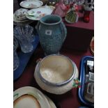 Clarice Cliff Celtic Harvest Fruit Bowl, (chipped), and Arthur Woods wall vase. (2)