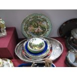 Capodimonte and Japanese Chargers, three Doulton southern hemisphere subject plates, Adams, Johnson,