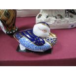 A Royal Crown Derby Paperweight, "The Duck", with gold stopper.