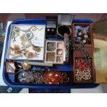 Assorted Costume Jewellery, including imitation pearls, beads, brooches, chains, bangle, modern