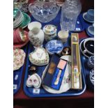 A Spode Blue and White Transfer Printed Jar and Cover, a Bloor Derby coffee can, Wedgwood oval tray,