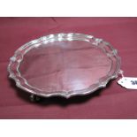 A Hallmarked Silver Card Tray, EH Parkin & Co, Sheffield 1970, of plain shaped circular form, raised