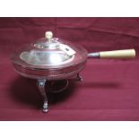 Tiffany & Co; A Plated Chafing Dish on Stand, the circular pan with pull off cover, initialled,