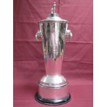 An Electroplated Twin Handled Lidded Trophy, of tapering oval form, engraved "Presented - 1950 by