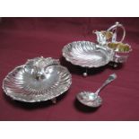 A D&A Electroplated Strawberry Dish, the shell bowl with bead capped flying loop handle, fitted with