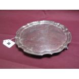 A Hallmarked Silver Presentation Card Tray, HH, Sheffield 1985, of shaped circular form, bearing