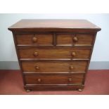 A Mid to Late XIX Century Mahogany Chest of Drawers, the two short and three long drawers on a