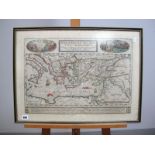 AFTER ABRAHAM ORTELIUSA XVI Century engraved map of Paul's Travels, later hand coloured,42.5 x 57.