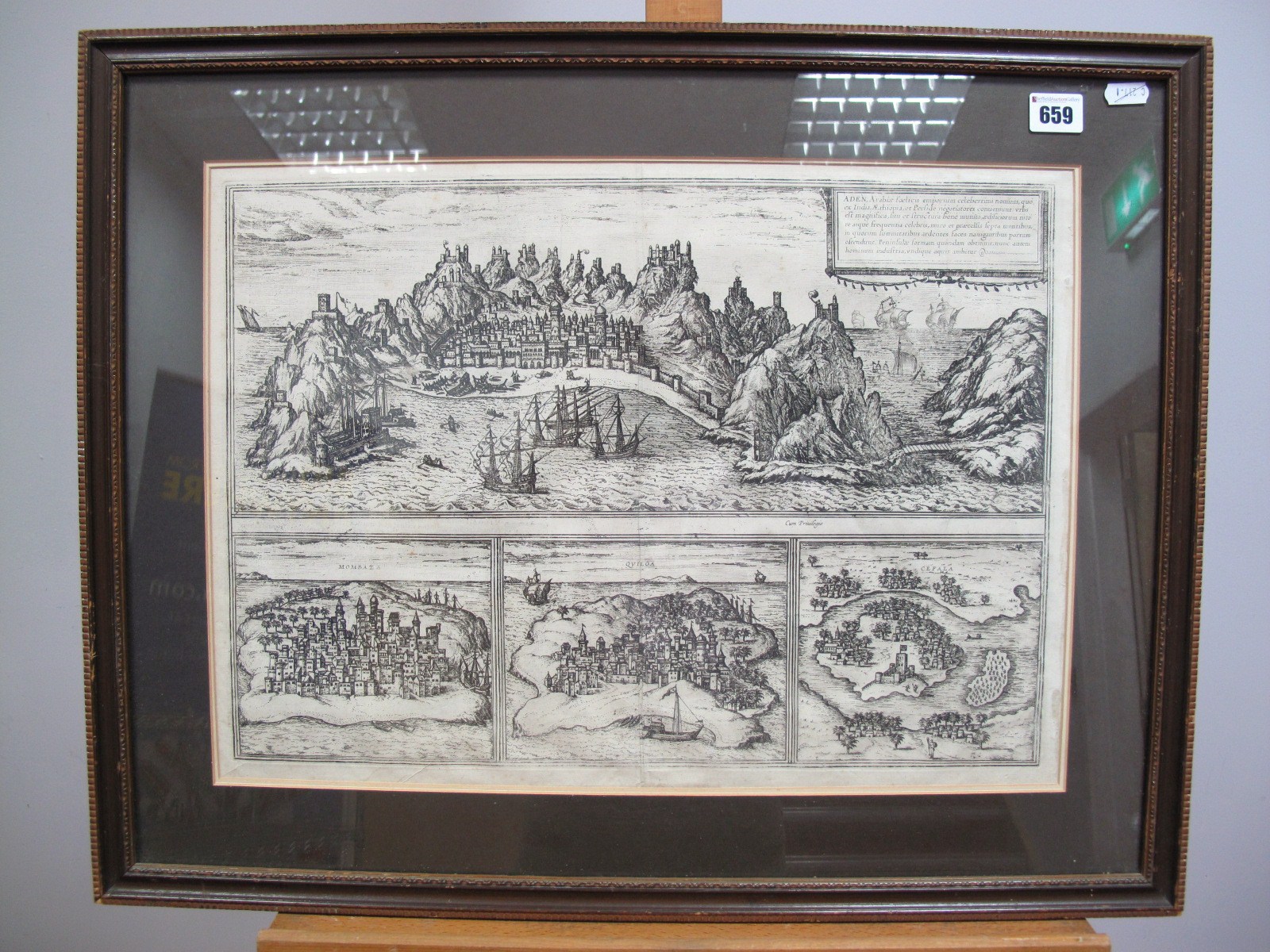AFTER GEORG BRAUN AND FRANZ HOGENBERGA XVI Century engraved map of Aden, not coloured,36 x 50cms.