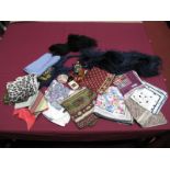 Ladies Vintage Silk Scarves: Liberty, Jaeger, Aquascutum etc. A Navy Blue Ostrich Feather Boa,