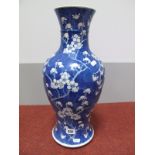 An Early XX Century Chinese Porcelain Vase, of baluster form, allover blue and white painted with