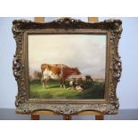WILLIAM SHAYER (1811-1892)Cattle in a Meadow, oil on canvas, signed lower left,30 x 35.5cms.