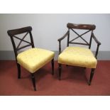 A Set of Six Early XIX Century Mahogany Dining Chairs, comprising two carver and four single chairs,