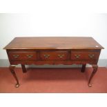 A Mid XVIII Century Style Dresser Base, with moulded edge, fitted with three small frieze drawers