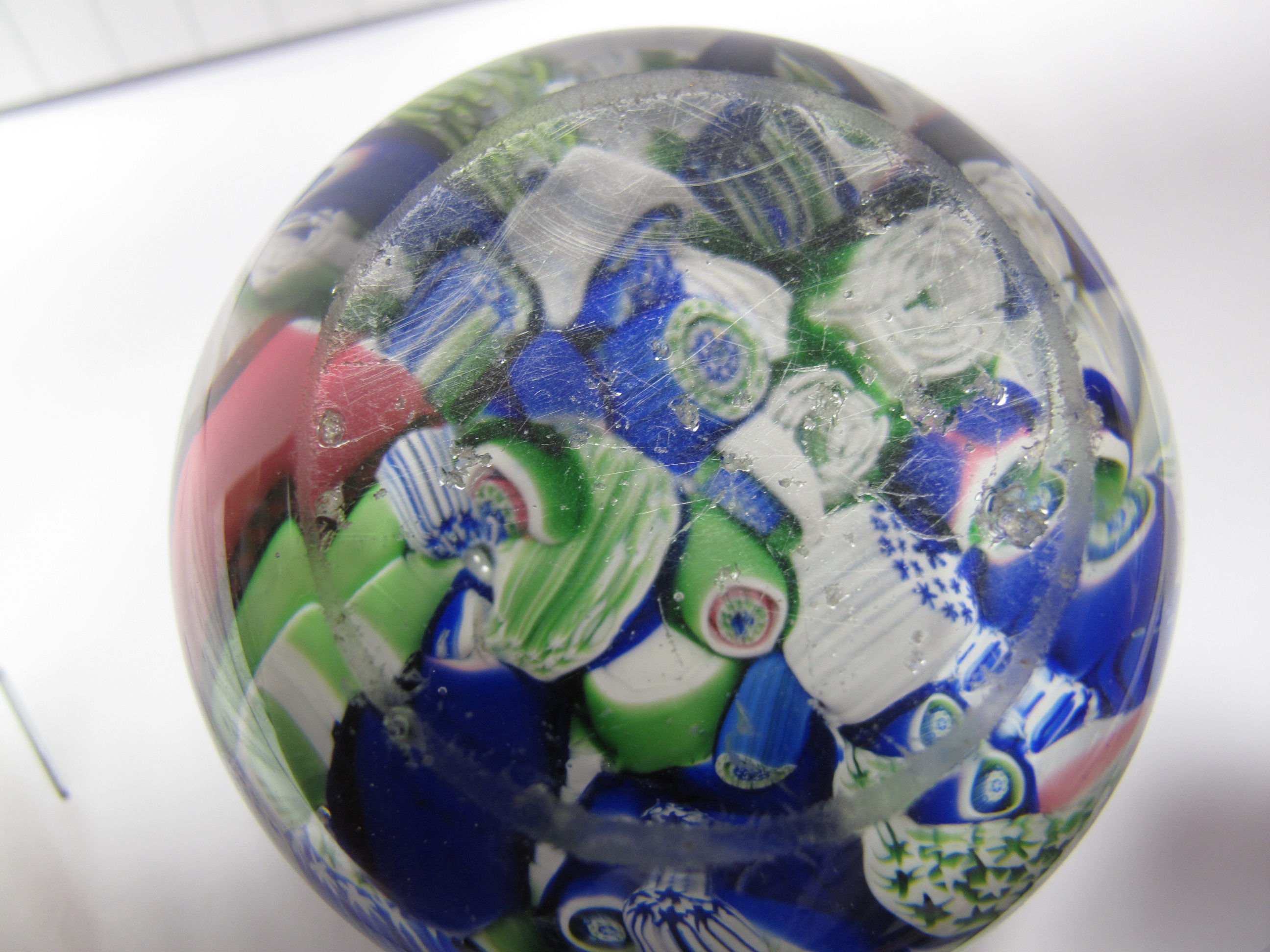 A XIX Century Scrambled Millefiore Paperweight, with primarily blue and green canes, 6.4cms - Image 7 of 7