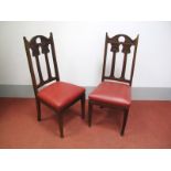 A Set of Six Late XIX / Early XX Century Arts and Crafts Mahogany Dining Chairs, with carved